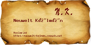 Neuwelt Kálmán névjegykártya